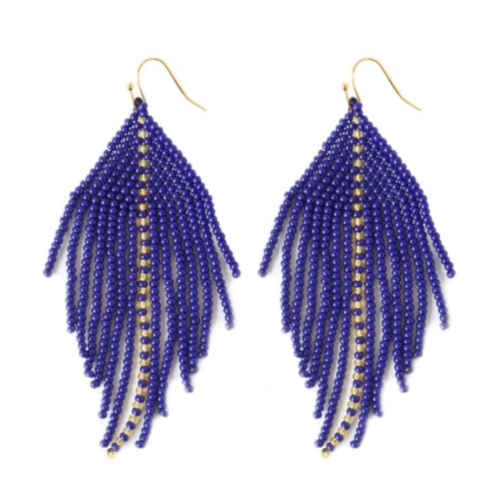 FOSTERIE Raya Beaded Earrings Navy - NEW WITH TAGS